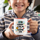Keep Calm and Game On Mug – Funny Gamer Coffee Cup with Controller Design for Him, Her, Geeks & Console Lovers