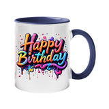 Happy Birthday Colour Mug – Vibrant Paint Drip Design Ceramic Cup for Men, Women & Kids