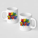 Happy Birthday Mug Colourful Design Cup Funny Printed Birthday Gift for Unique Funny Birthday Present for Him Her Coworker Brother Sister Boss Mom Dad Tea Lover