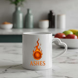 Ashes Flaming Ember Design Heart-Handle Mug Celebrating The Classic Australia vs England Cricket Rivalry with a Bold and Stylish Look