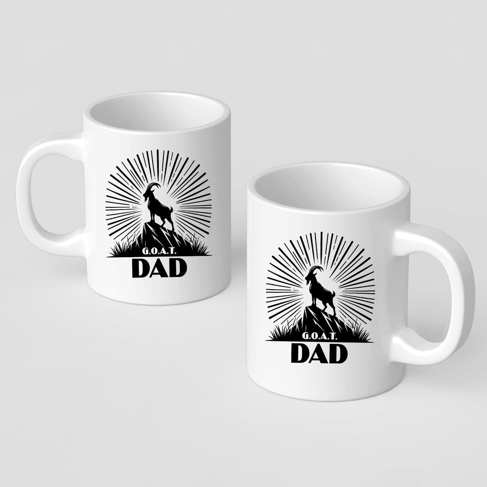 Front and back of the GOAT Dad mug