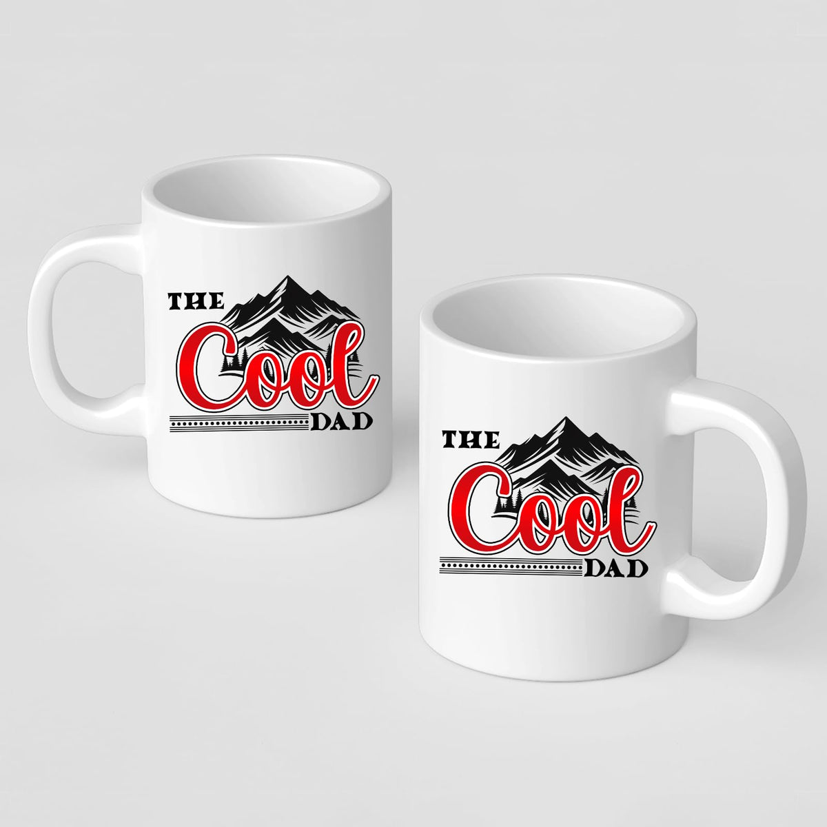 Front and back of the The Cool Dad mountains mug