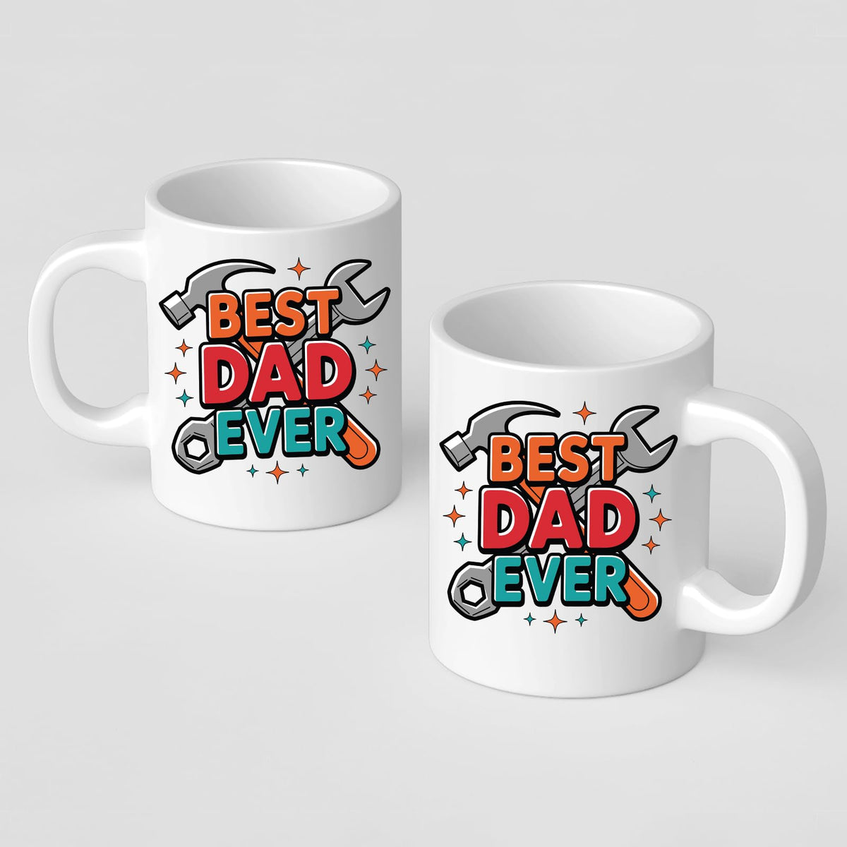 Front and back of the Best Dad Ever tools mug