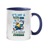 Colour handle mug with a relaxed husky with a beer and “It’s not a dad bod, it’s a father figure” – dark blue handle and inside