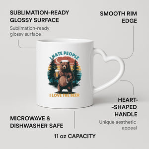 beer-loving bear heart-handle mug on a marble counter with fruit