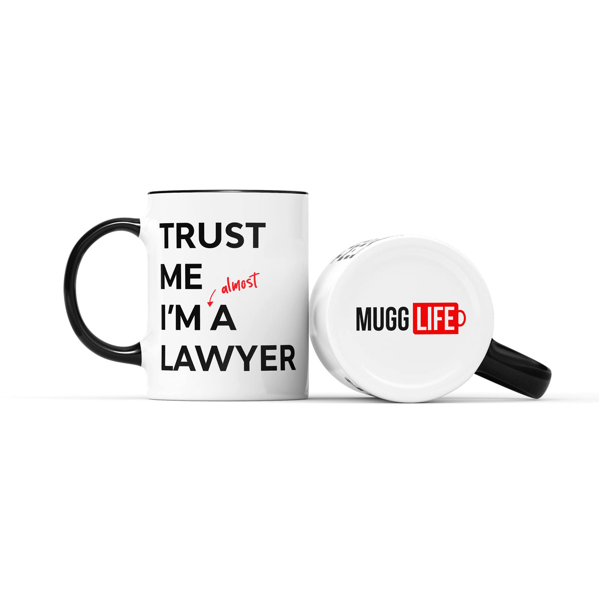Almost a lawyer mug next to the base of a mug