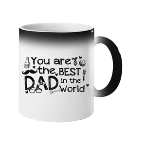 Colour changing mug revealing “You are the best Dad in the world” with hand-drawn dad icons