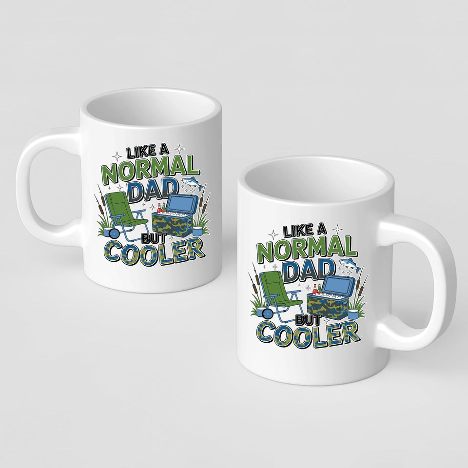 Front and back of the Like a Normal Dad But Cooler mug