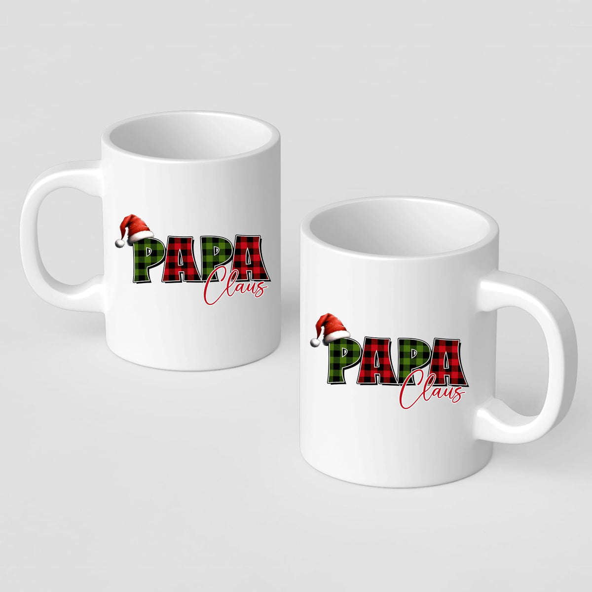 Front and back of the Papa Claus mug