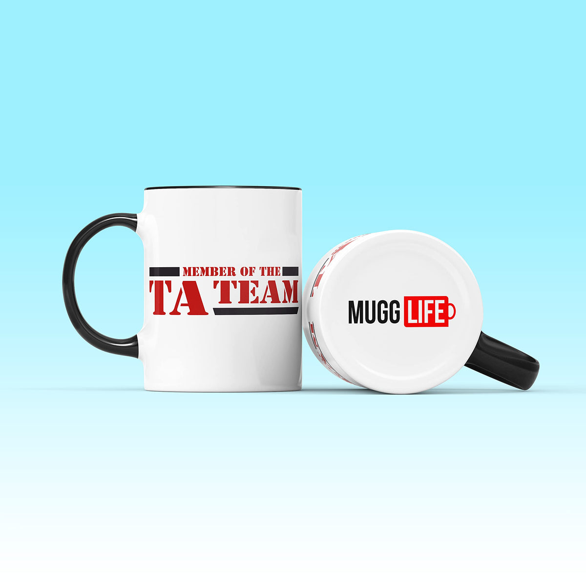 TA Team mug next to the base of a mug