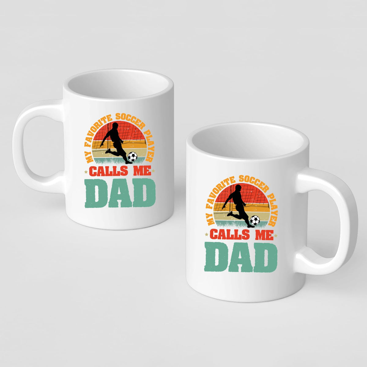 Front and back of the Soccer Dad mug
