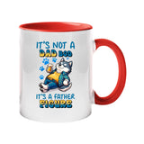 Colour handle mug with a relaxed husky with a beer and “It’s not a dad bod, it’s a father figure” – red handle and inside