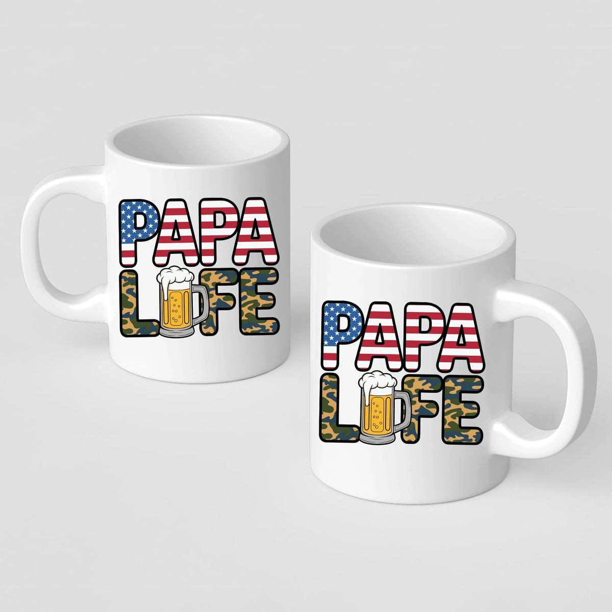 Front and back of the Papa Life mug