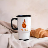 Excudo Trade LTD Ashes-Style Cricket Travel Cup – Bold Flame Ball Artwork for Supporters of The Legendary England and Australia Test Rivalry Hot Drink Mug