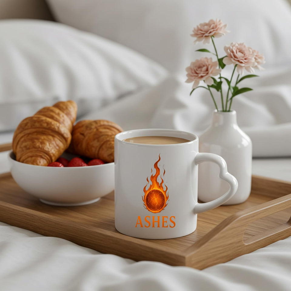 Ashes Flaming Ember Design Heart-Handle Mug Celebrating The Classic Australia vs England Cricket Rivalry with a Bold and Stylish Look