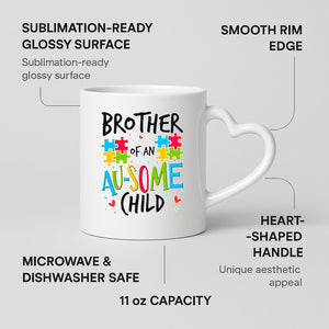 Brother of an Au-Some Child heart-handle mug on a marble counter with fruit