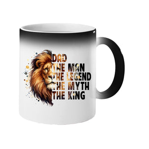 Colour changing mug revealing a lion’s head beside “Dad – the man, the legend, the myth, the king”