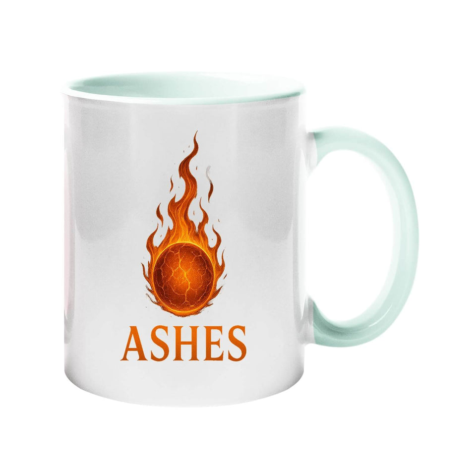 Ashes Flaming Ember Design Mug with Color Handle, Celebrating The Iconic Australia vs England Cricket Rivalry in a Bold