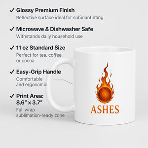 Excudo Trade LTD Ashes-Inspired Cricket Mug – Fiery Flame Ball Design Celebrating The Legendary England and Australia Test Rivalry, for Cricket Fans