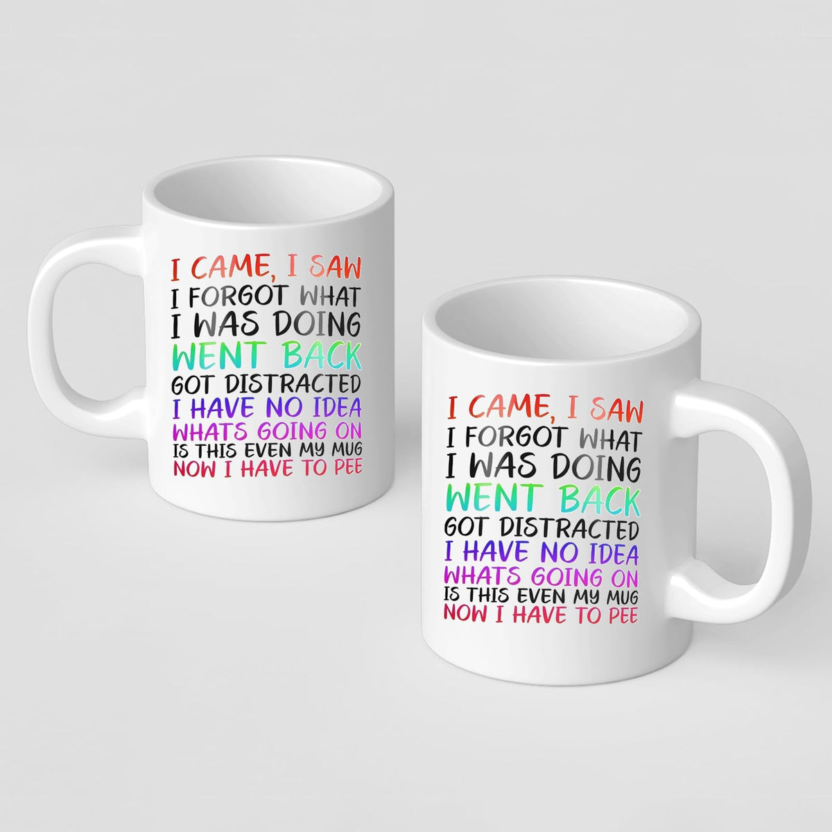 Front and back of the I Came I Saw I Forgot mug