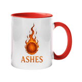 Ashes Flaming Ember Design Mug with Color Handle, Celebrating The Iconic Australia vs England Cricket Rivalry in a Bold