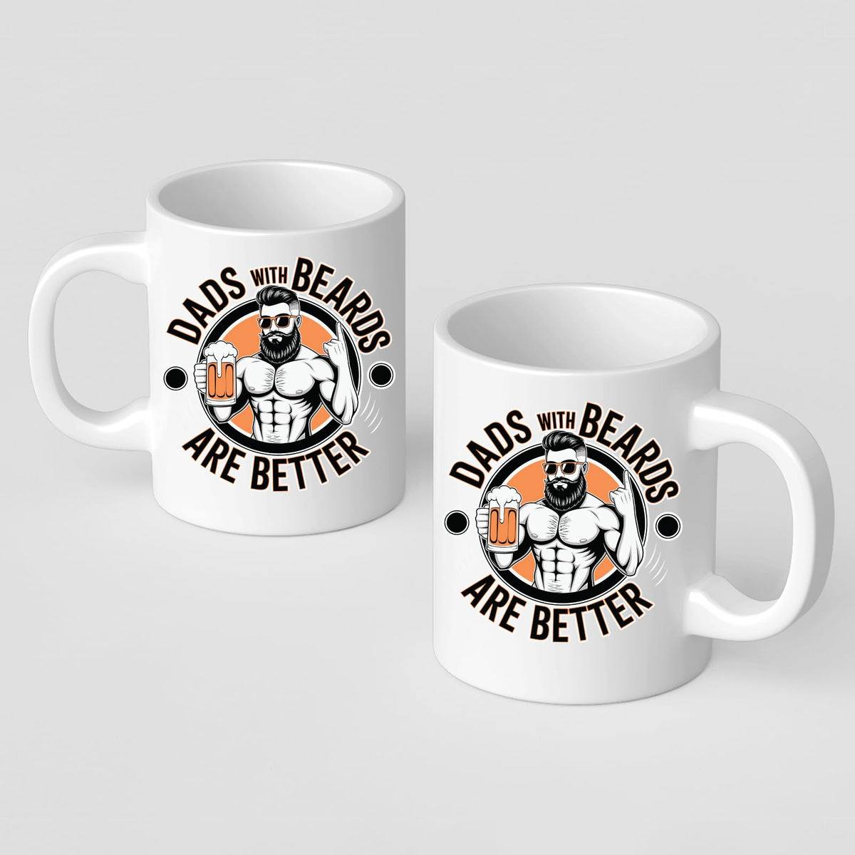 Front and back of the Dads with Beards mug