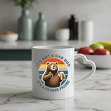 Dad Bod bear heart-handle mug on a marble counter with fruit