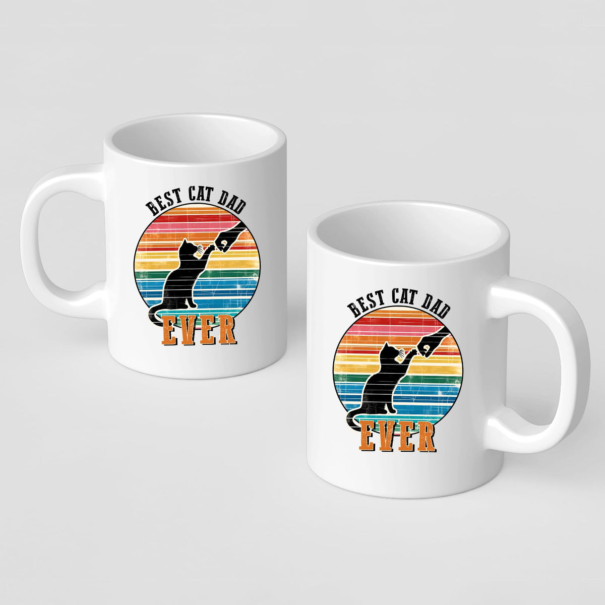 Front and back of the Best Cat Dad Ever mug