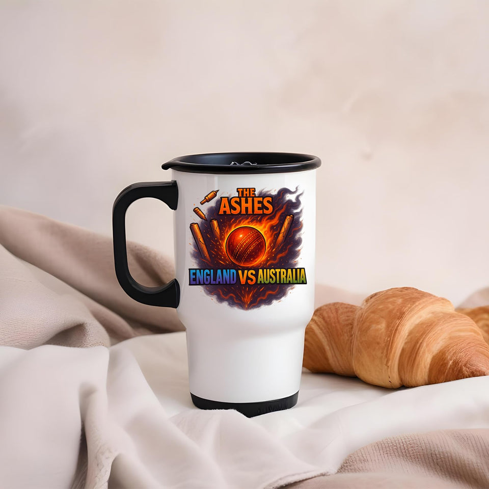 Excudo Trade LTD The Ashes Cricket England Vs Australia Fiery Sports Rivalry Travel Mug Gym Office Leakproof Hot Cold Drink Water Tumbler Portable