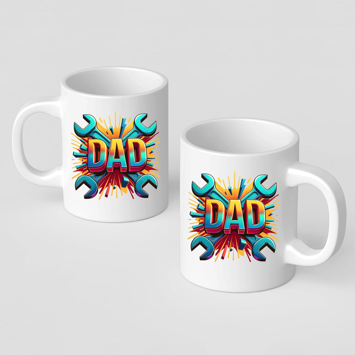 Front and back of the DAD spanners mug