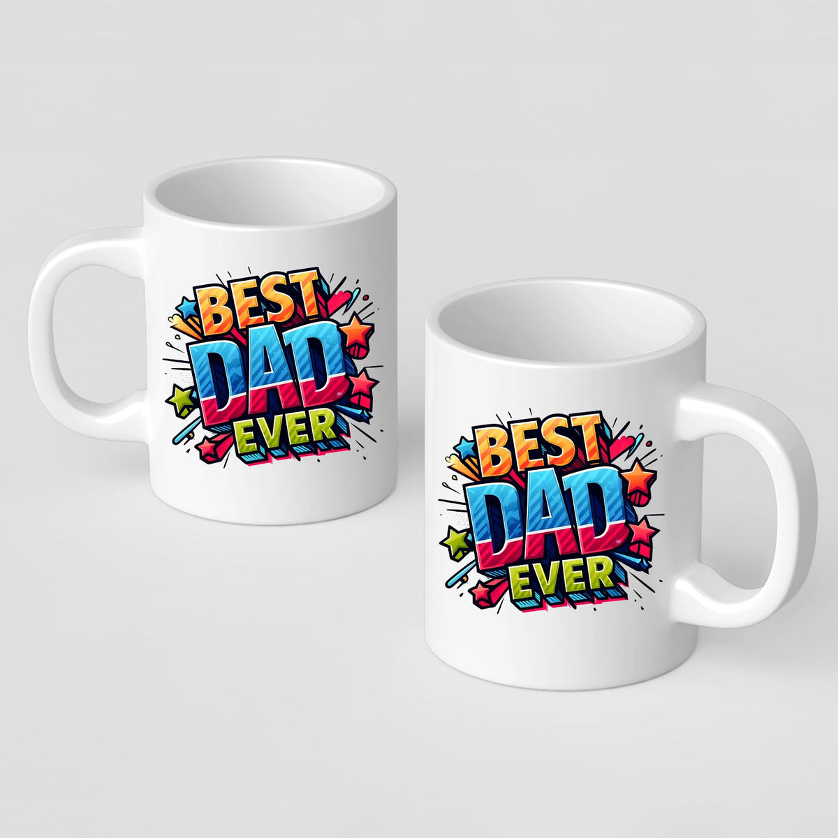 Front and back of the Best Dad Ever comic mug
