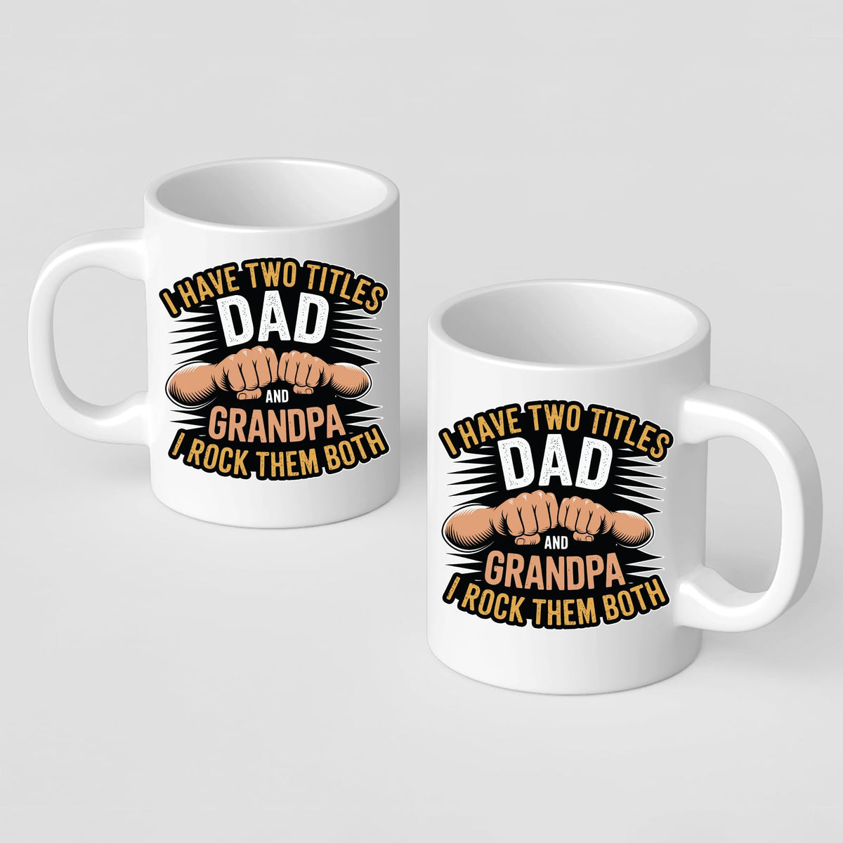 Front and back of the Two Titles Dad and Grandpa mug
