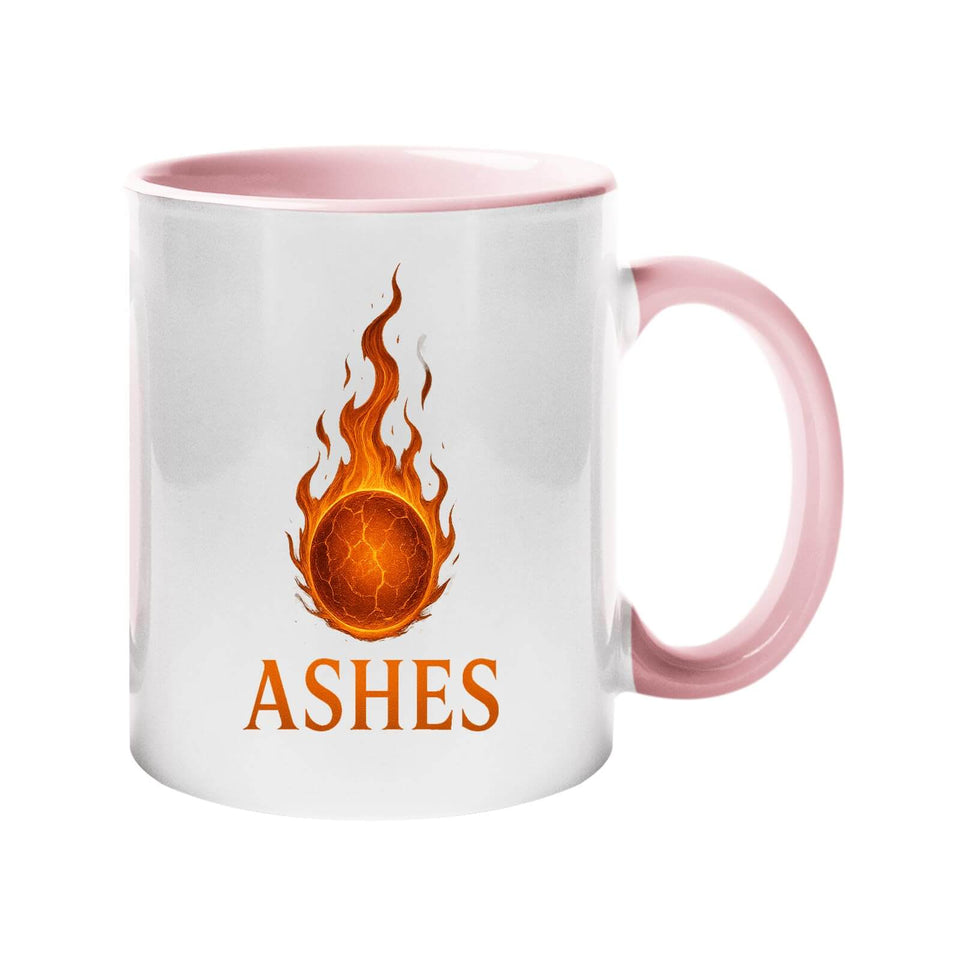Ashes Flaming Ember Design Mug with Color Handle, Celebrating The Iconic Australia vs England Cricket Rivalry in a Bold