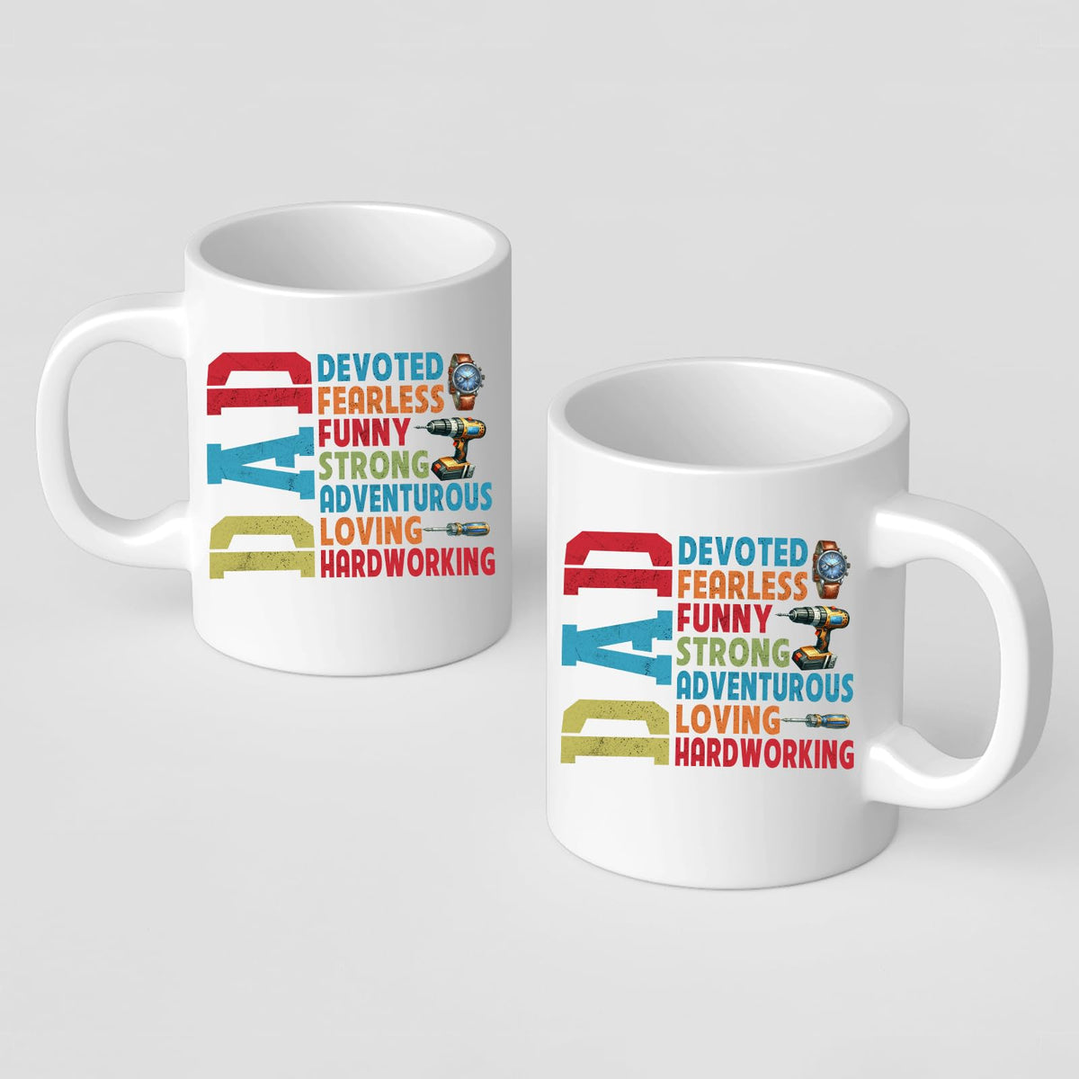 Front and back of the DAD Devoted mug