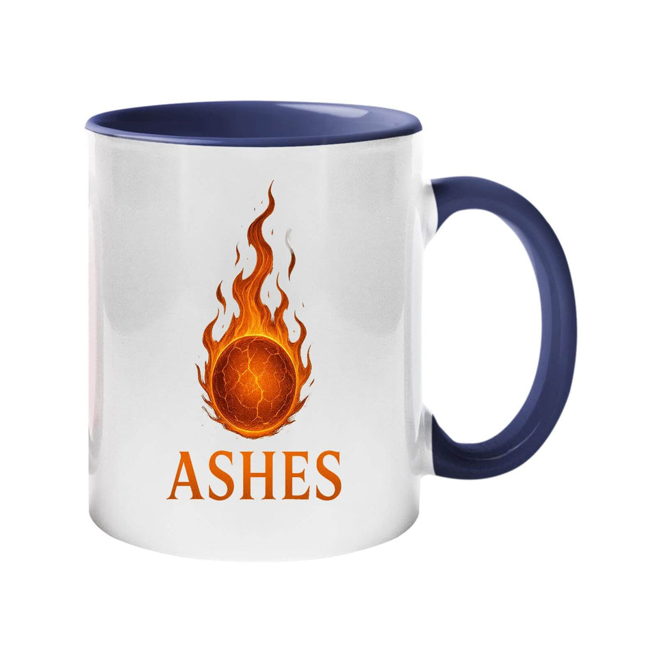 Ashes Flaming Ember Design Mug with Color Handle, Celebrating The Iconic Australia vs England Cricket Rivalry in a Bold