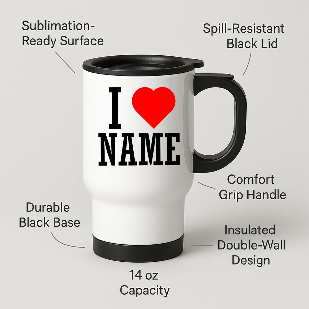I love name travel mug with feature labels