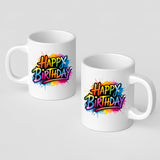 Happy Birthday Mug Colorful Design Cup Fun Printed Birthday Surprise Ceremic Mug Gift for Couple Dad Tea Party Worker Kids