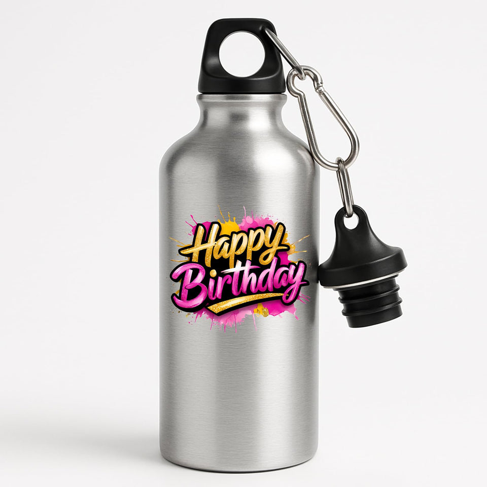 Happy Birthday Water Bottle Portable Fun Present Gift Birthday for Him Her or Kids Drink for School Travel Tour Gym fitness lover or outsider Office Work Leakproof Washable