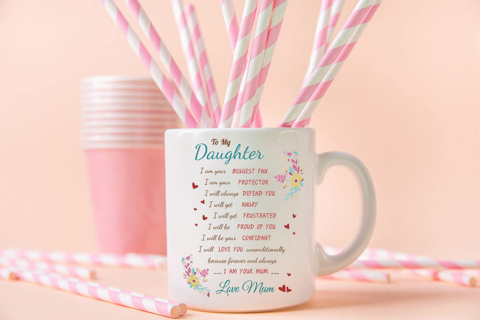 Daughter Gifts from Mum Daughter Birthday Gifts - Graduation Christmas Gifts for Daughter, 350ml Ceramic Coffee Mug Special Daughter Gifts for Girls