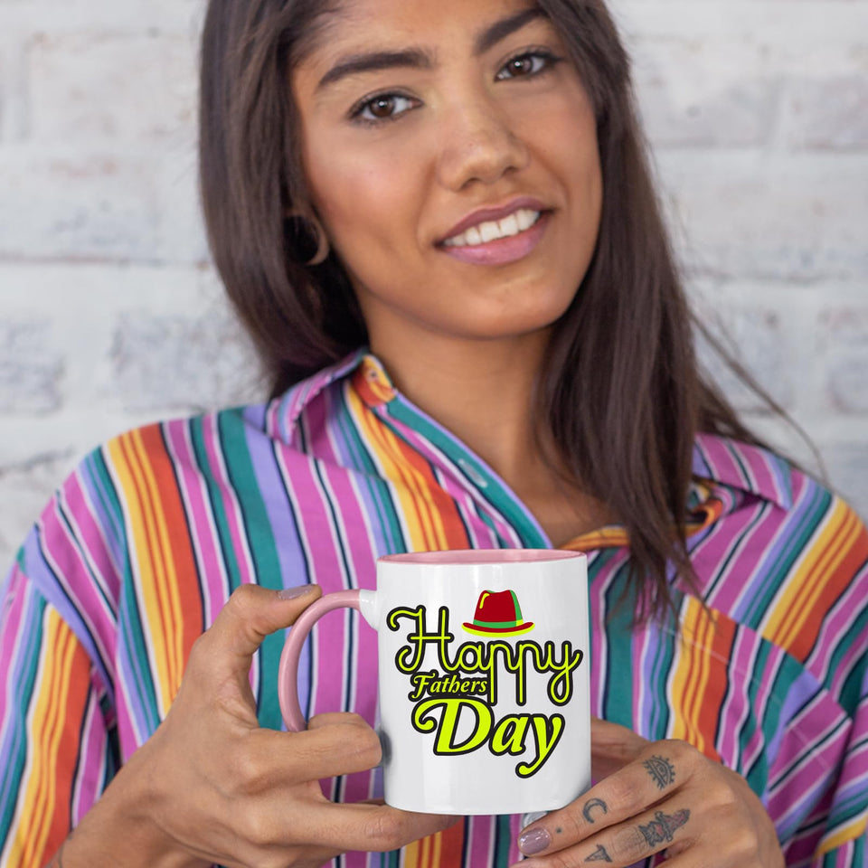 Happy Father’s Day Mug – 2025 Multi-Colour Handle Coffee Cup