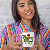 Happy Father’s Day Mug – 2025 Multi-Colour Handle Coffee Cup