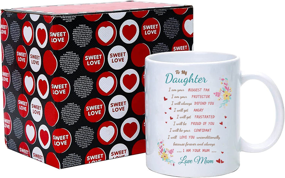 Daughter Gifts from Mum Daughter Birthday Gifts - Graduation Christmas Gifts for Daughter, 350ml Ceramic Coffee Mug Special Daughter Gifts for Girls