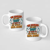 Front and back of the We Hooked the Best Dad mug