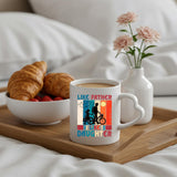 Like Father Like Daughter heart-handle mug on a breakfast tray with croissants and flowers