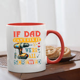 If Dad Can’t Fix It mug with a red handle beside biscuits
