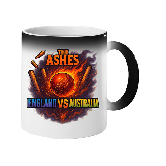 Colour changing mug revealing the Ashes England v Australia cricket design