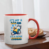 Dad Bod husky mug with a red handle beside biscuits