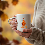 Ashes Flaming Ember Design Heart-Handle Mug Celebrating The Classic Australia vs England Cricket Rivalry with a Bold and Stylish Look