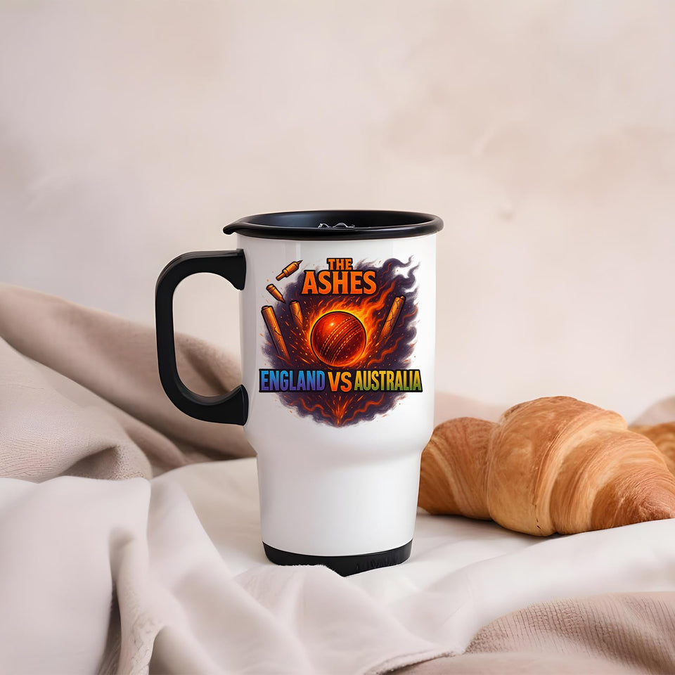 Excudo Trade LTD The Ashes Cricket England Vs Australia Fiery Sports Rivalry Travel Mug Gym Office Leakproof Hot Cold Drink Water Tumbler Portable