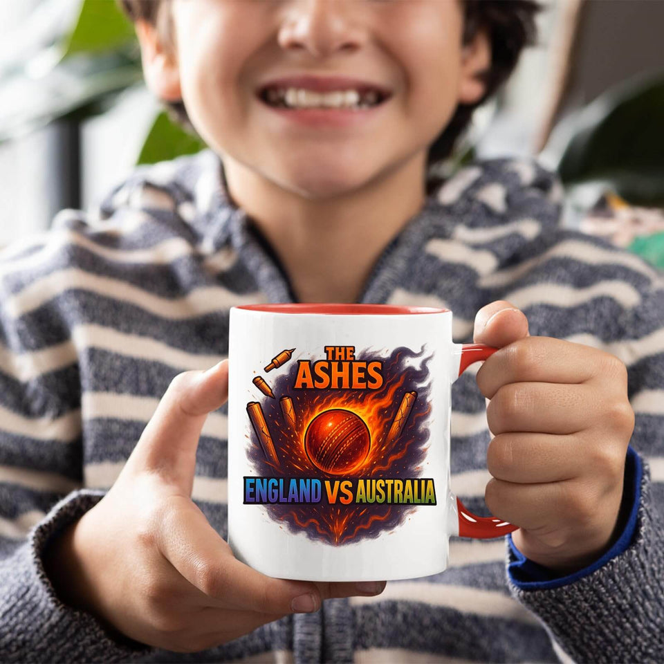 Excudo Trade LTD The Ashes Cricket England Vs Australia Sports Rivalry Color Handle Inside Mug Match Ceramic Cup Gift for Fans & Players Daily Use